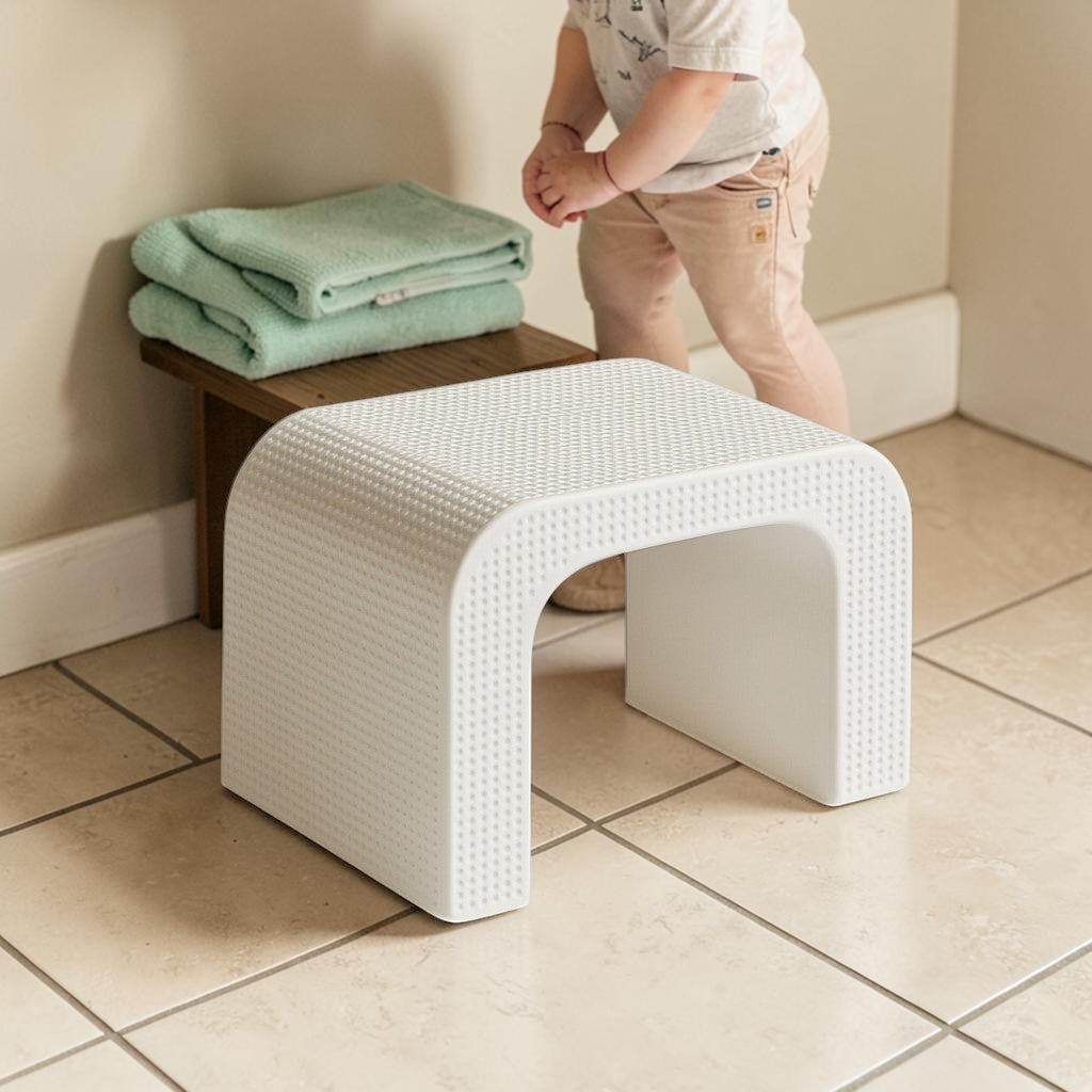 Wifer Two Step Stool for Kids & Adults - Dual Height Toddler Bathroom Potty Training Stool for Sink & Toilet - Non-Slip Grip Soft Composite - Ivory White
